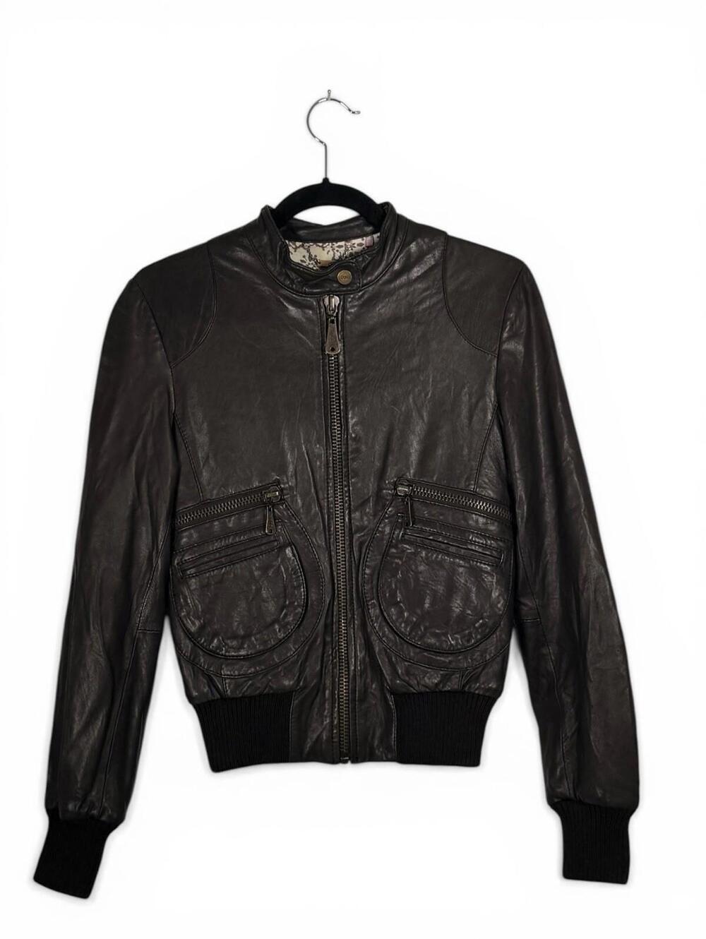 DOMA Aritzia Women’s Small Black Genuine Leather Bomber Jacket Exclusive Rare